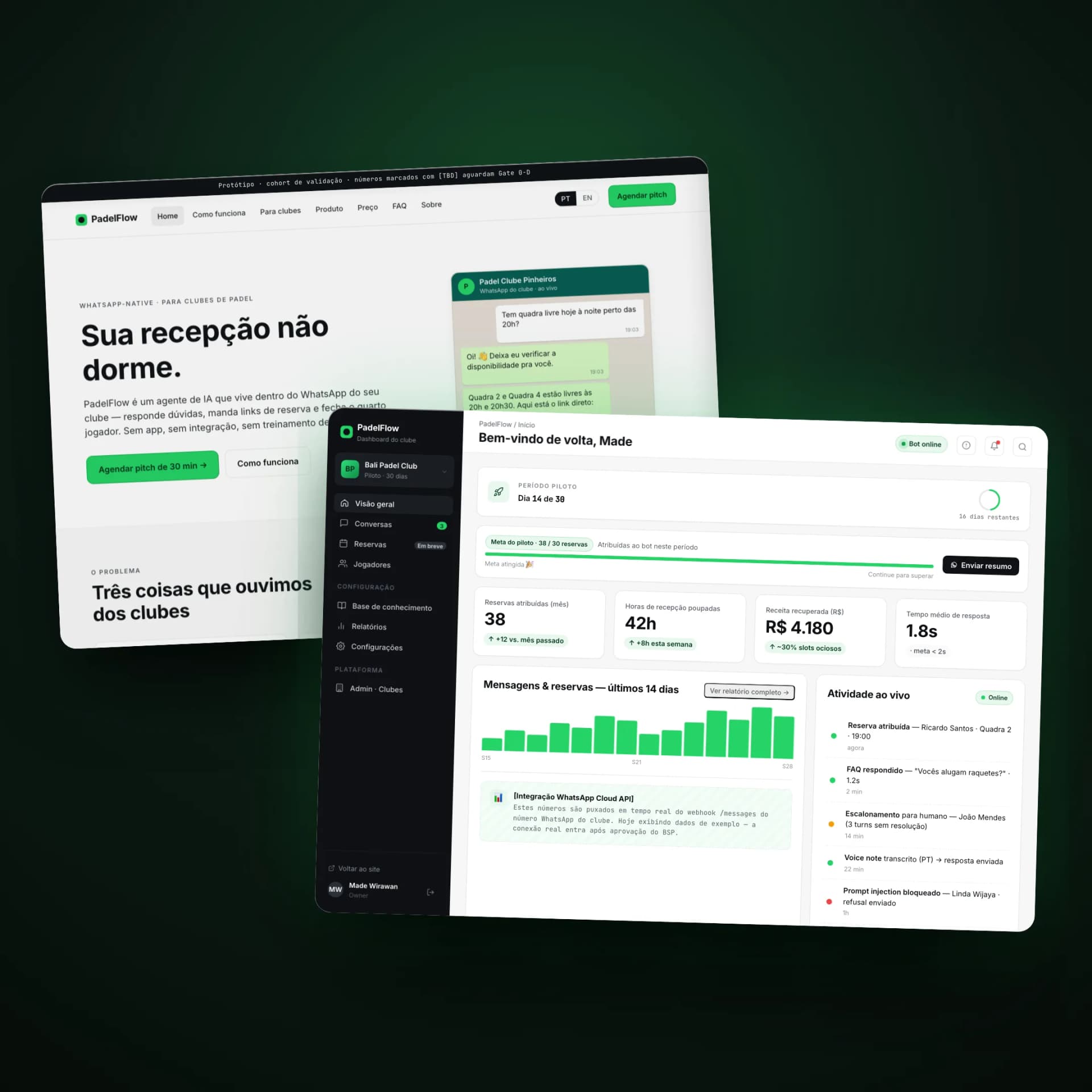 PadelFlow product demo